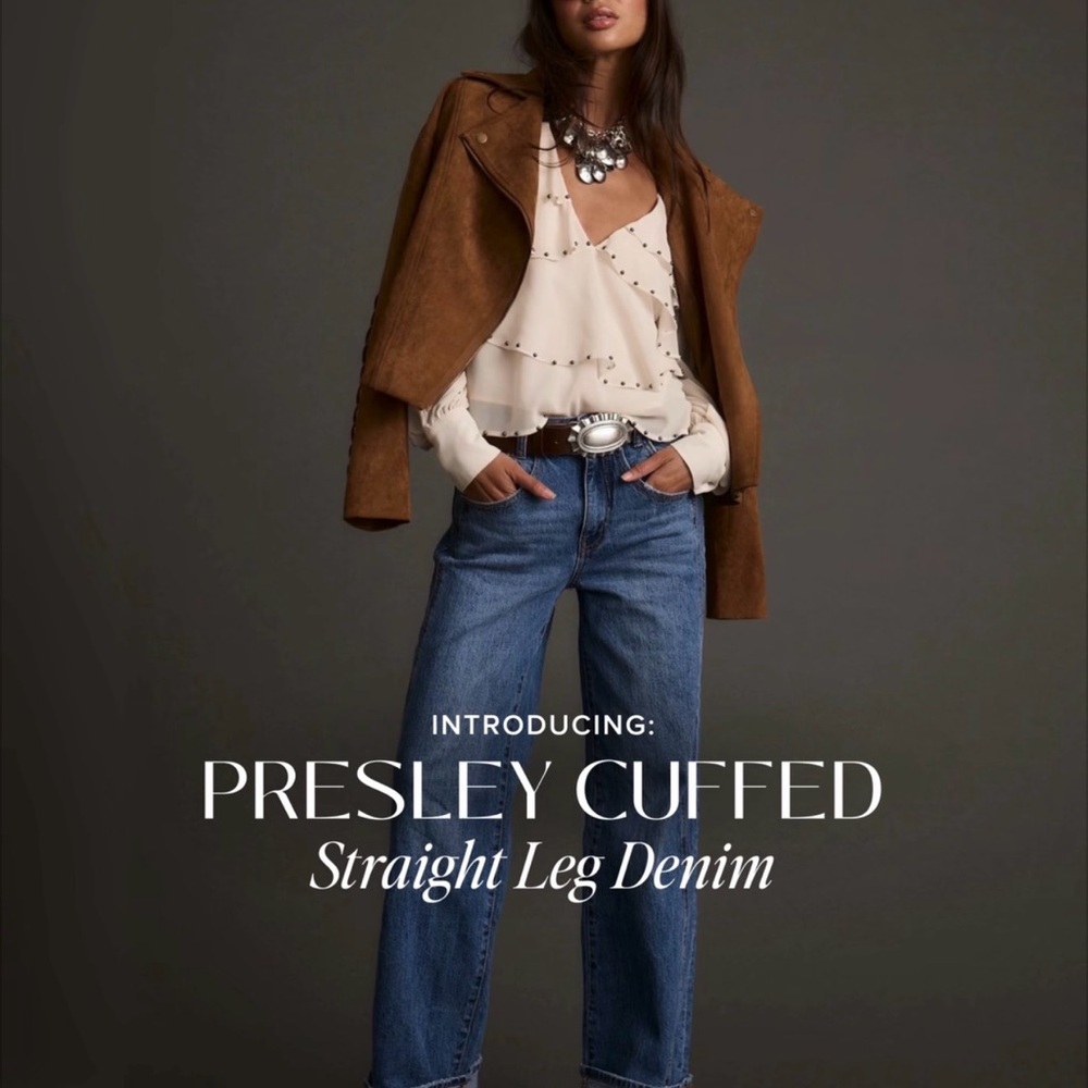 12th Tribe Presley Cuffed Straight Leg Jeans - Blue